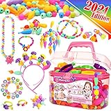FUNZBO Snap Pop Beads for Girls Toys - Kids Jewelry Making Kit Pop-Bead Art and Craft Kits DIY Bracelets Necklace Hairband and Rings Toy for Age 3 4 5 6 7 8 Year Girl Old