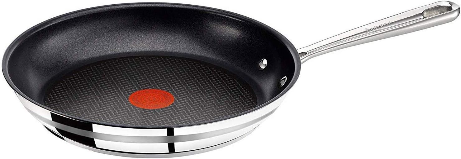 Jamie Oliver by Tefal Brushed Stainless Steel Frying Pan, Non Stick Non