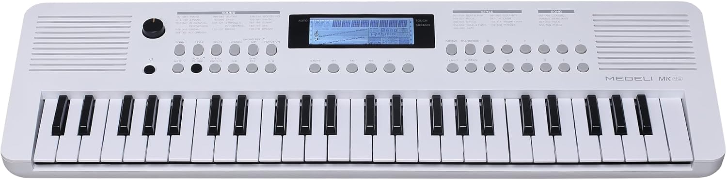 Medeli MK49 49 Key Portable Keyboard, White