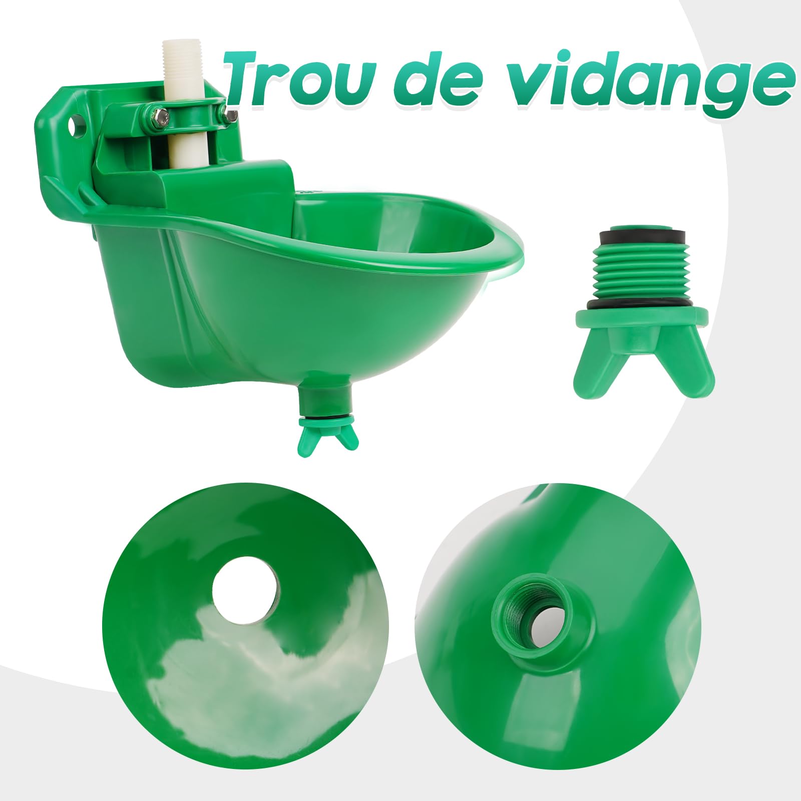 Abreuvoir Automatique Pour Moutons, Abreuvoir Pour BéTail Avec Trou de Drainage, Abreuvoir Automatique Pour Moutons, ChèVres, Chevaux, Abreuvoir Automatique Pour Bétail (2pcs)