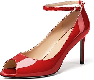 Sponsored Ad - SAMMITOP Women's Stiletto Heels High Ankle Strap Peep Toe Sandal D'Orsay Pumps Wedding Dress Shoes