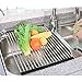 Homexpect Roll up Dish Drying Rack 17 inches x 13.5 inches, 304 Stainless Steel Over The Sink Dish Drying Rack, Foldable, Rollable and Easy to Store, Black