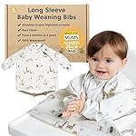 BIBaDO - Long Sleeve Baby Bibs - Babies & Toddlers 6-36 Months - Coverall Baby Led Weaning Bib - Easy Wipe, Soft & Waterproof