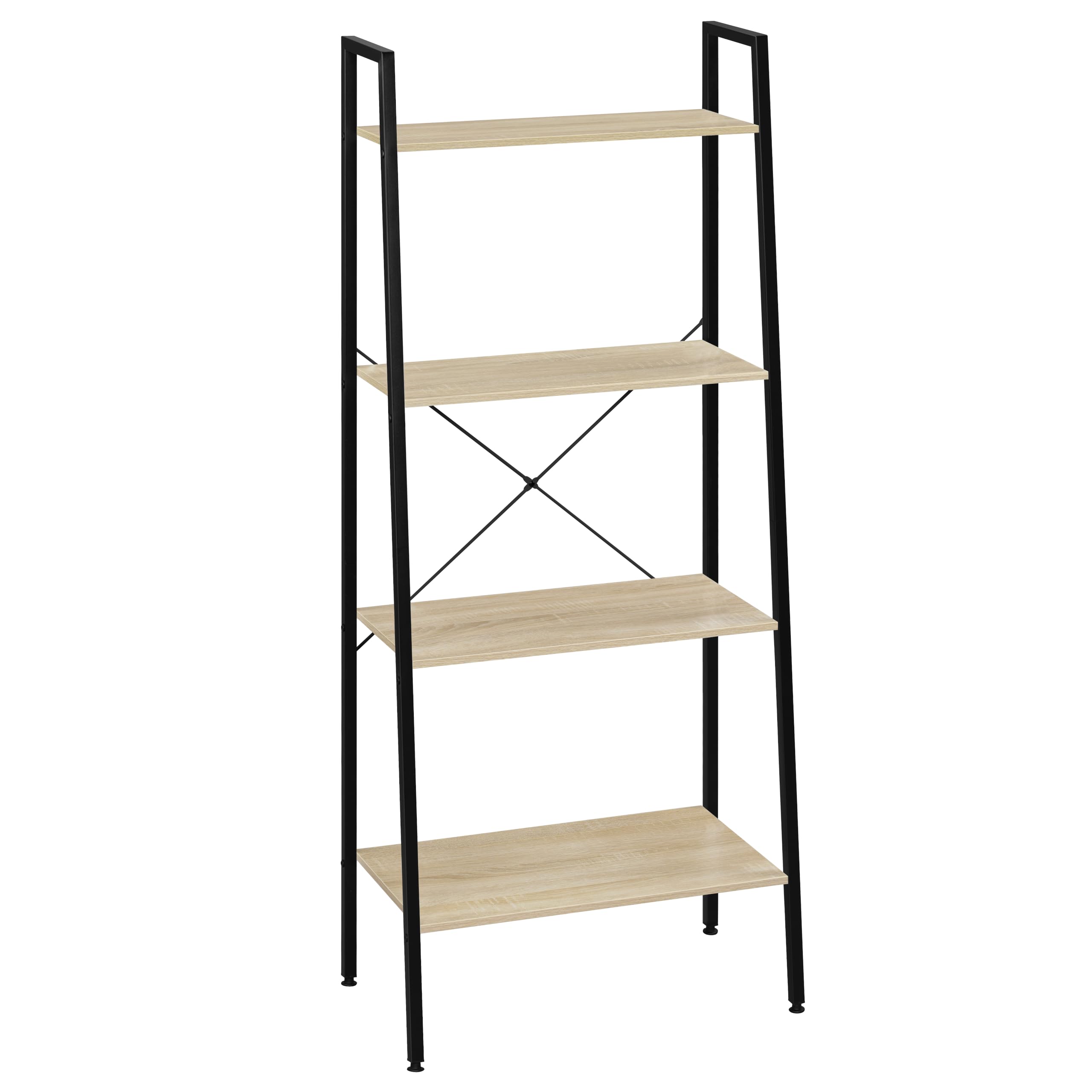 WOLTU Étagère de Rangement à 4 Niveaux, 35x60x148cm, Étagère pour Plantes et Fleurs, Noir+Chêne Clair, RGB9283hei-a