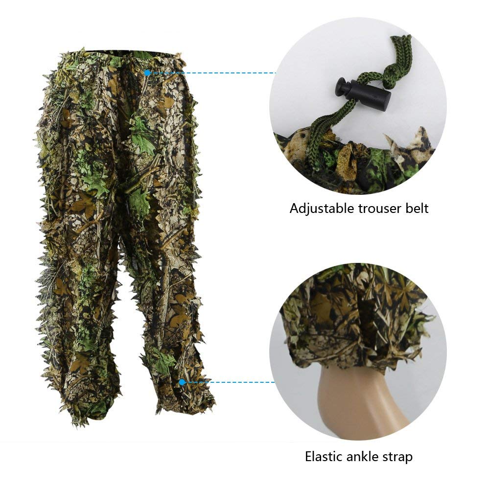 PELLOR Ghillie Suit, Tuta Mimetica a Foglia 3D,Tute Gillies per Uomini/Donne Adulti,Tuta a Foglia per Caccia Fotografia di Caccia All'aperto