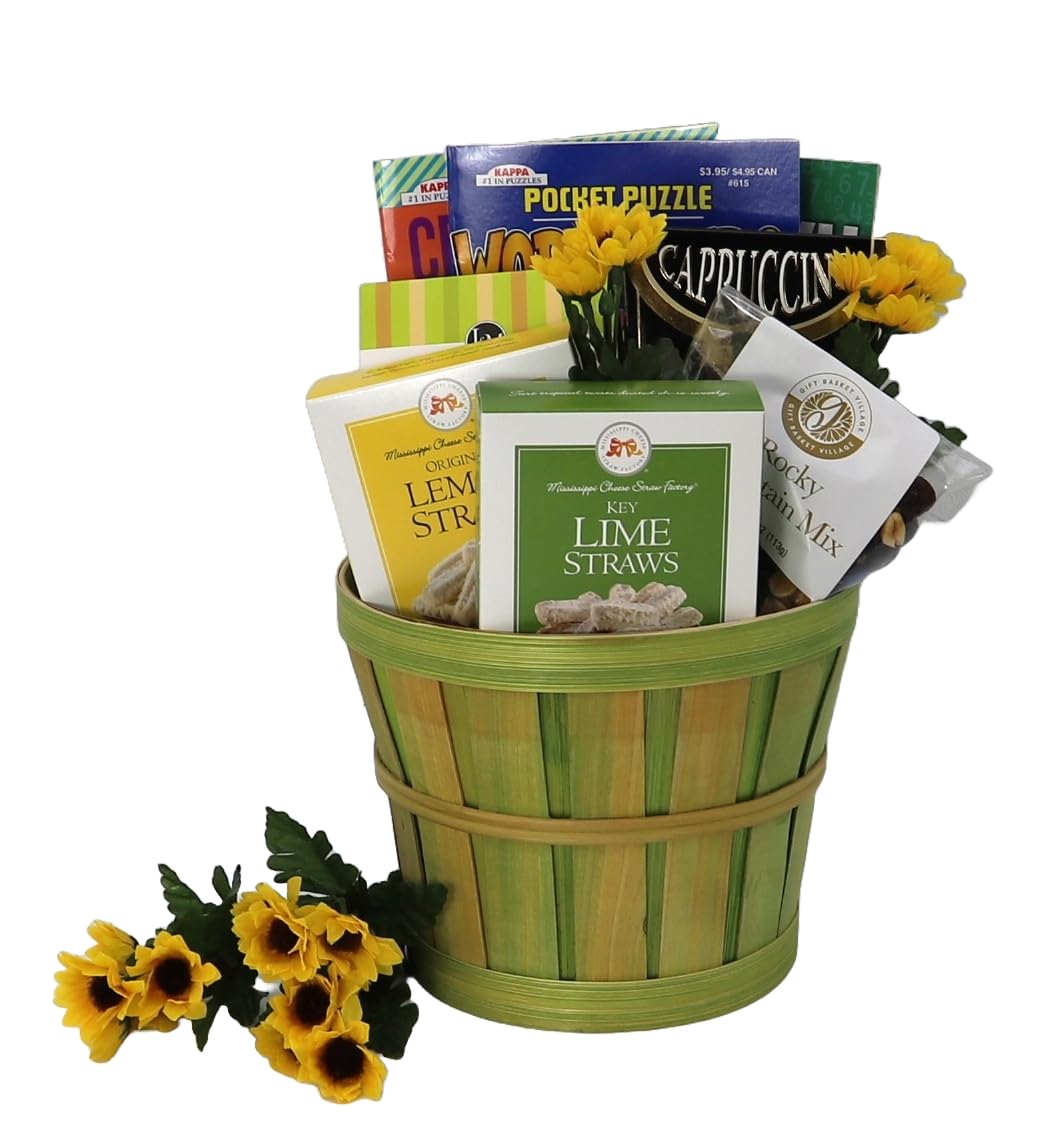 Gift Basket Village: Good for the Soul - Game Books, Cookies, Snack Mix, Cappuccino & Sweet Straws
