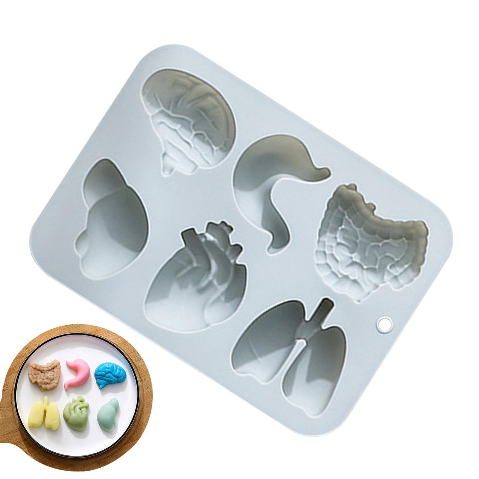 Lot De 4 Moules à Fondant En Silicone Pour Halloween, Cœur, Cerveau, Foie, Poumon, Chocolat, Décoration De Gâteau, Pudding, Gelée, Bonbons, Dessert