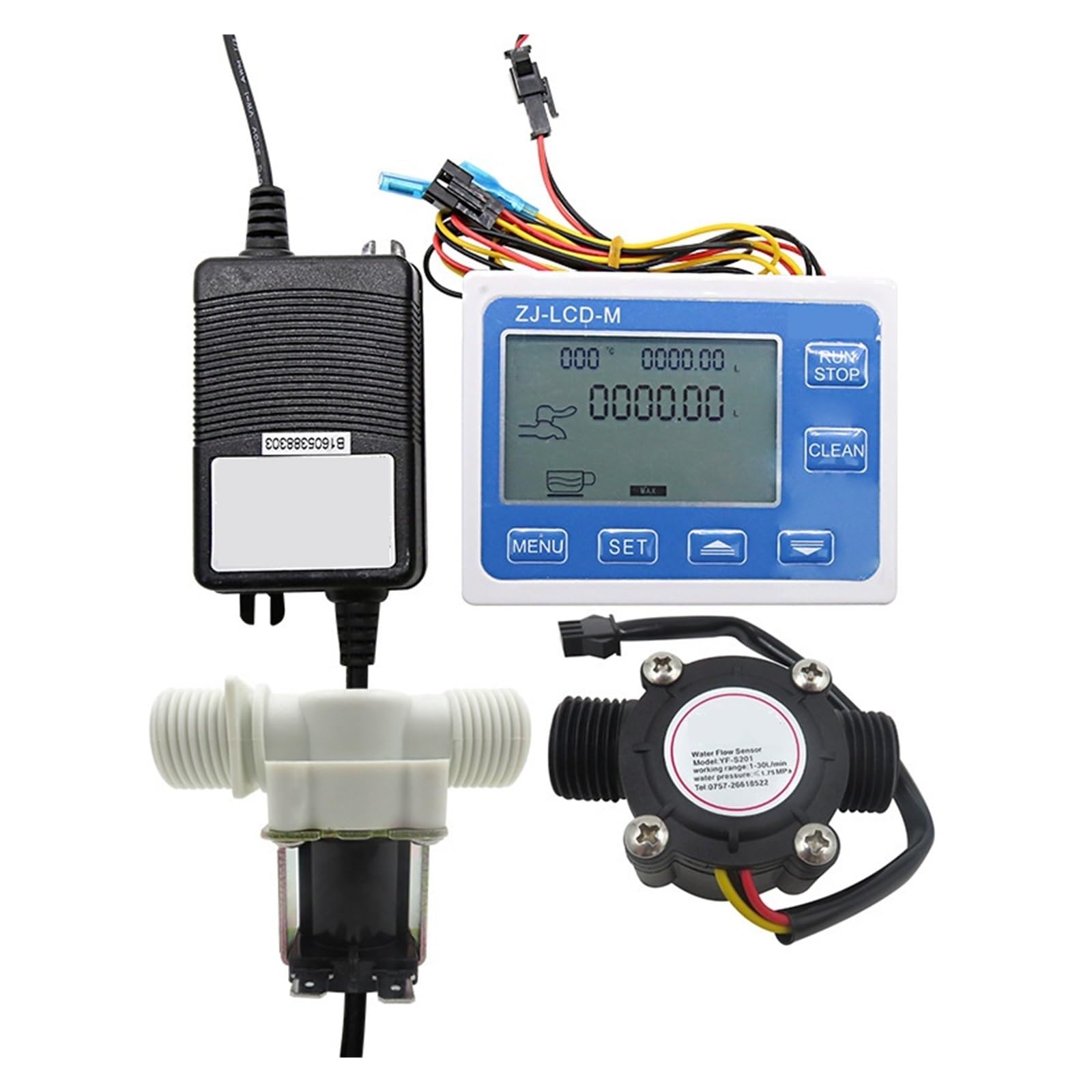 Medidor De Flujo Con Pantalla LCD + Sensor 1/2" + Válvula Solenoide Peso Ligero Rendimiento Estable
