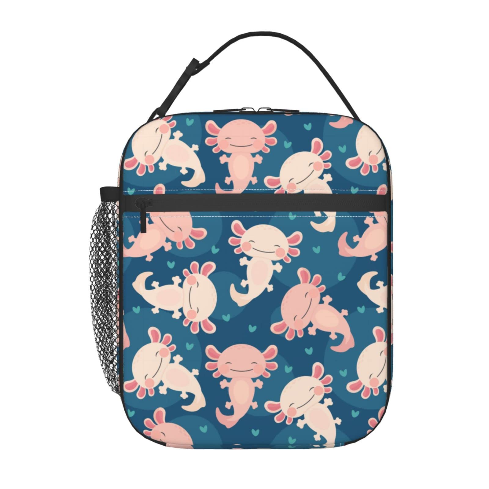 Yilad Axolotl Lunch Box Insulated Reusable Lunch Bag Cooler Bag For Women Men Work Picnic Hiking