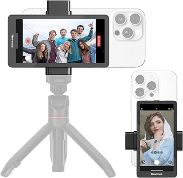 Newmowa 5" Phone Vlog Selfie Monitor Screen,Magnetic Phone Holder,Using Phone Rear Camera for Teleprompter Live Stream Selfie Vlog TikTok,Only Compatible with iPhone Support 4K 30fps Wired Recording