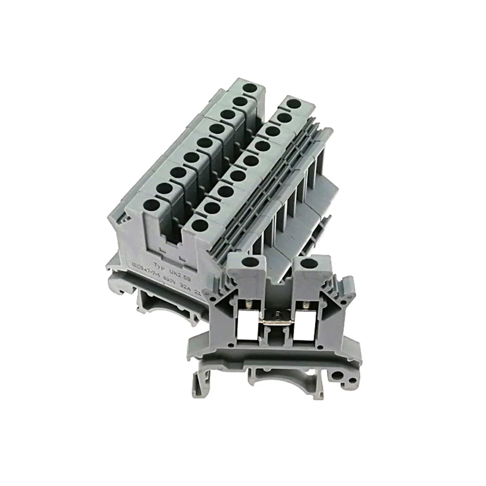 Bornier à vis à Double rangée sur Rail Din UKK5, 10 pièces, connecteurs électriques à Double pont, câble 32A