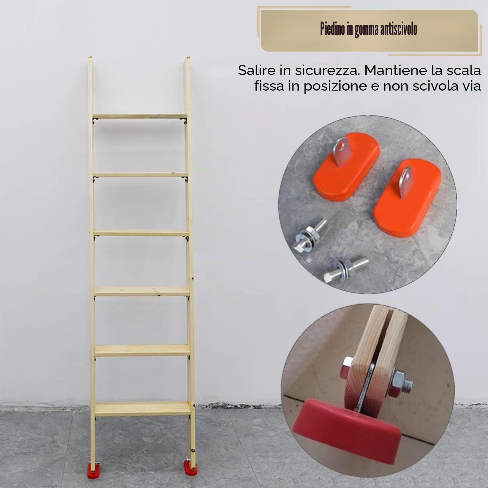 Échelle de lit superposé en bois avec marches de 9,9 cm de large et broches en caoutchouc – Légère et facile à installer pour lits mezzanines, campeurs, dortoirs et solutions peu encombrantes