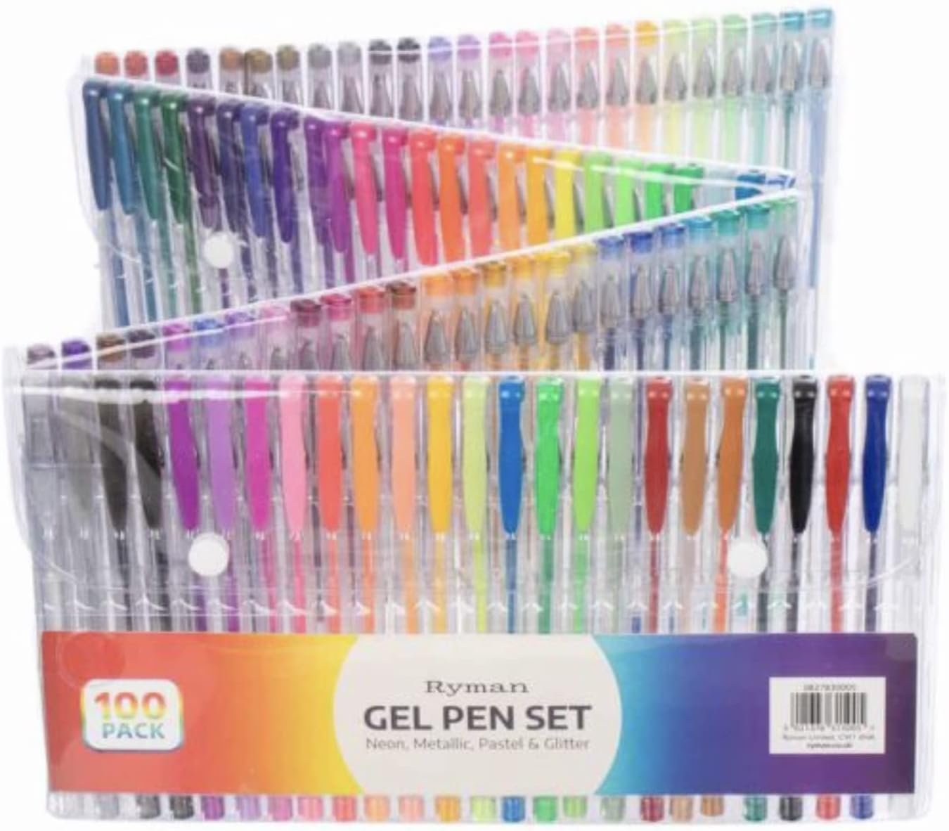 Ryman Gel Pens Variety Set Pack of 100, Multicolor, 1 count (Pack of 100)