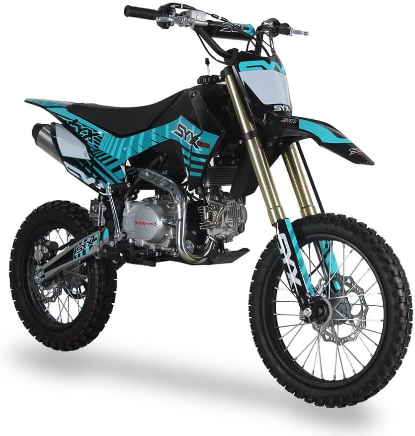 PAD125-3 Dirt Bike, Off-Road Motorcycle with Custom Graphics, Performance Racing Motocross Bike, Available in Turquoise, Green, Red Color Options