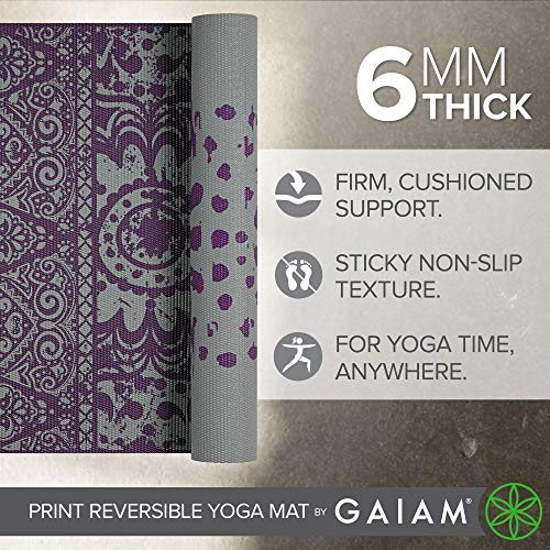 image for Gaiam Yoga Mat Premium Print Reversible Extra Thick Non Slip Exercise 