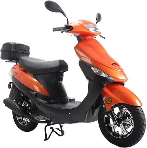 X-PRO Ciclomotor de gas para adultos de 50 cc con ruedas de aluminio de 10 pulgadas, arranque eléctricoKick! (naranja, paquete de fábrica)