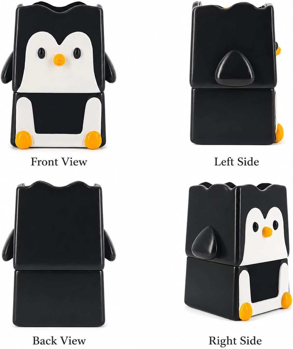 Cute Desk Organizers Set of 2 Penguin Decor for Office,Desk,Home Decor Desk Essentials for Women Office The Best Choice for Giving Gifts image 4