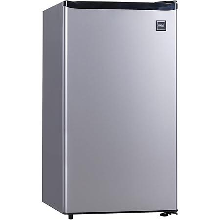 RCA RFR322 Mini Refrigerator, Compact Freezer Compartment, Adjustable Thermostat Control, Reversible Door, Ideal Fridge for Dorm, Office, Apartment, Platinum Stainless, 3.2 Cubic Feet