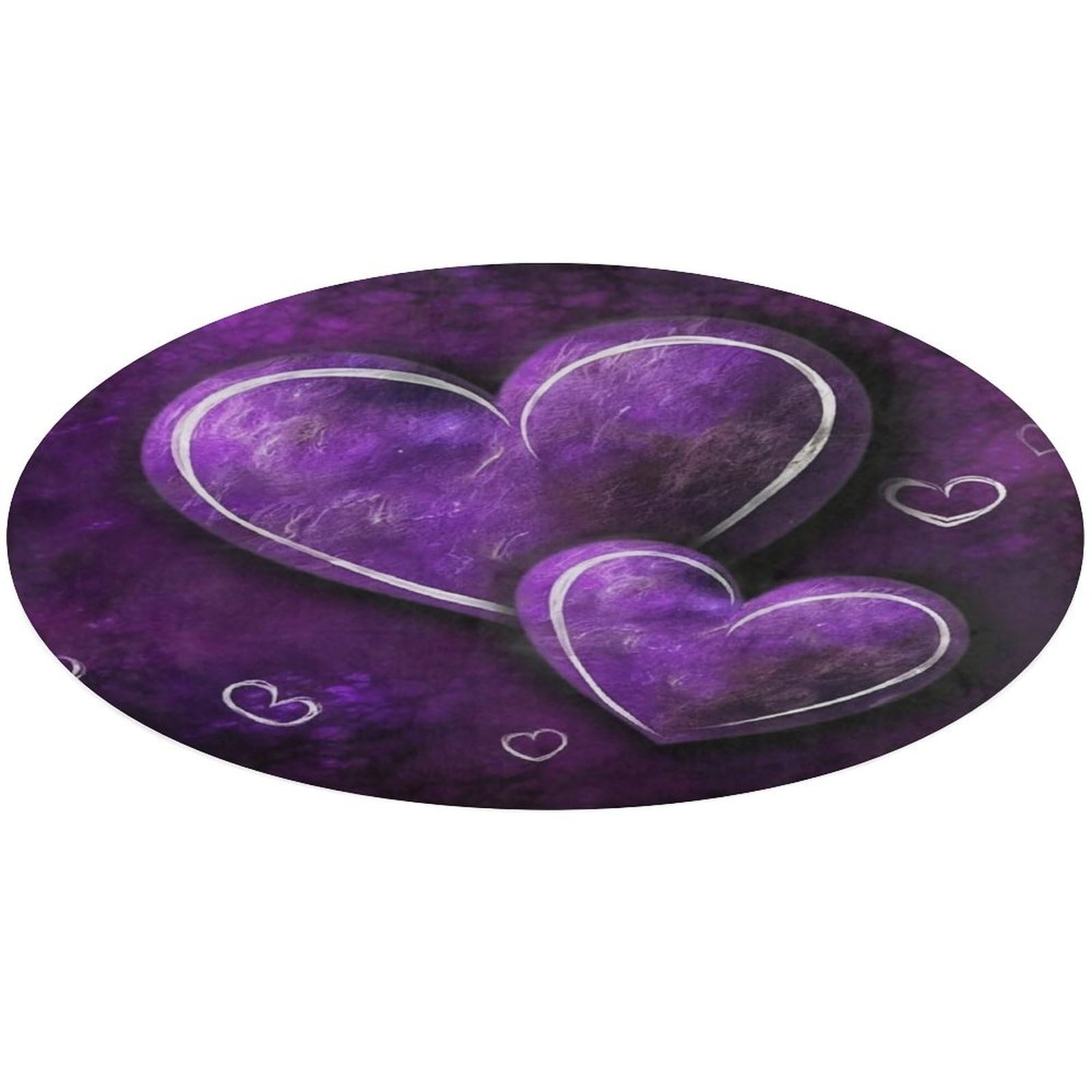 Alfombra pequeña lavable de corazones morados para sala de estar y pasillo