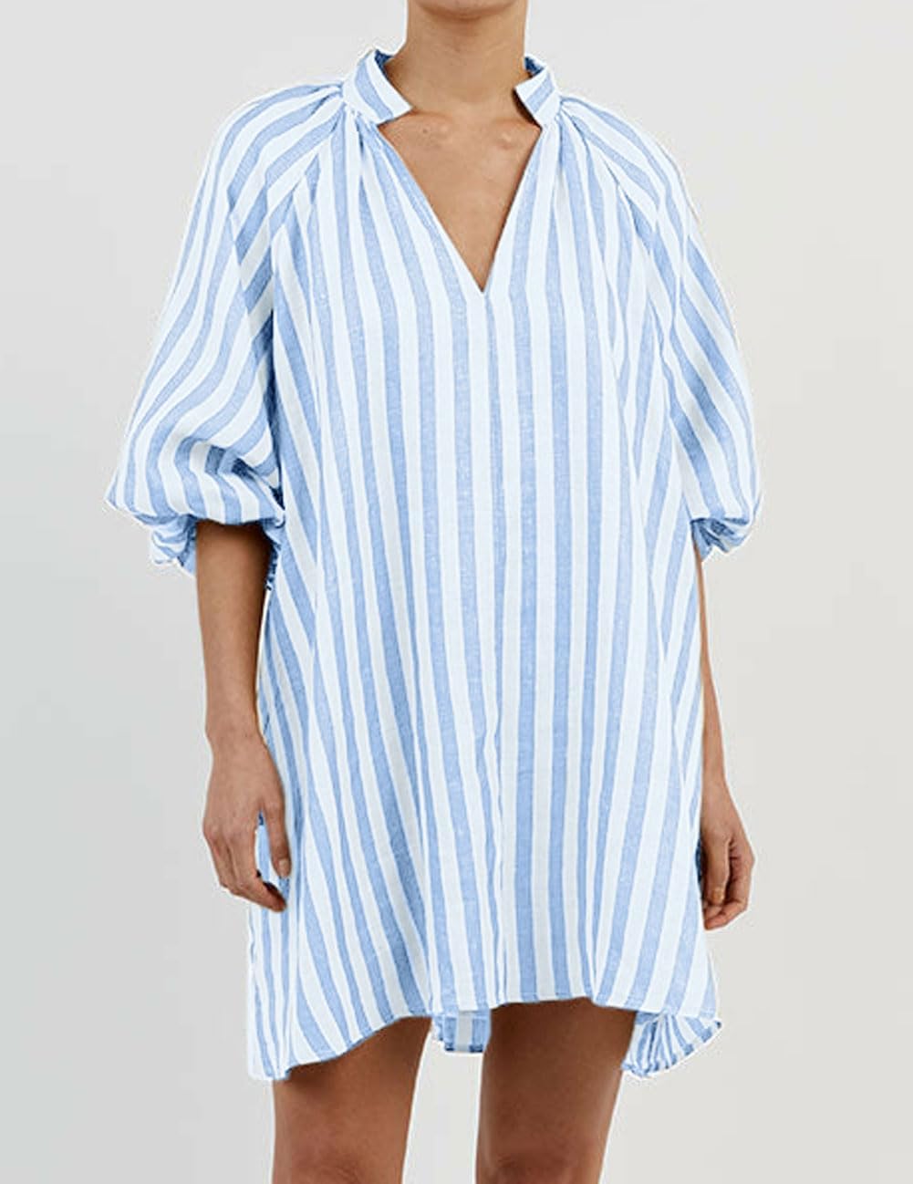 CHARTOU Women Summer Striped Beach Vacation Mini Dress 3/4 Sleeve Boho Chic Outfits Tunic Shift Dress - Image 2
