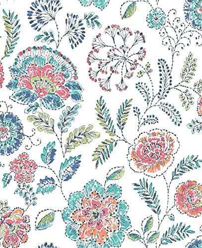 A-Street Prints 2744-24109 Teal Tropez Jacobean Wallpaper #TOP29