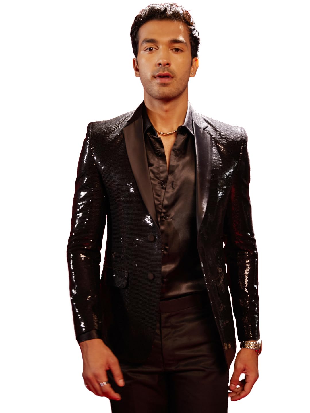 vastramay Men's Viscose Blazer - Luxurious All-Over Sequin Detailing-picture-11