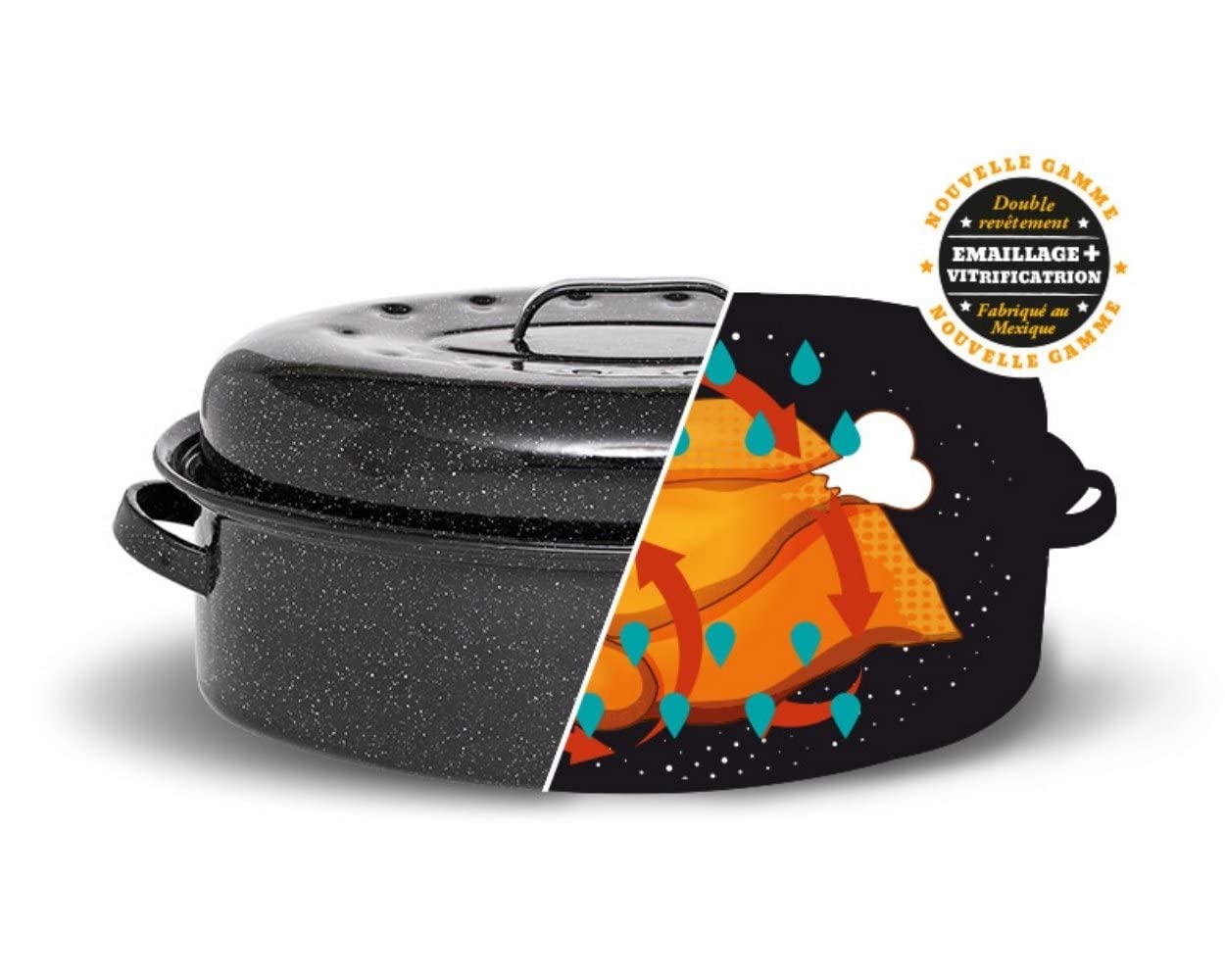 GRANITEWARE - Cocotte Roaster en acier émaillé + Livre de recette – Grand format