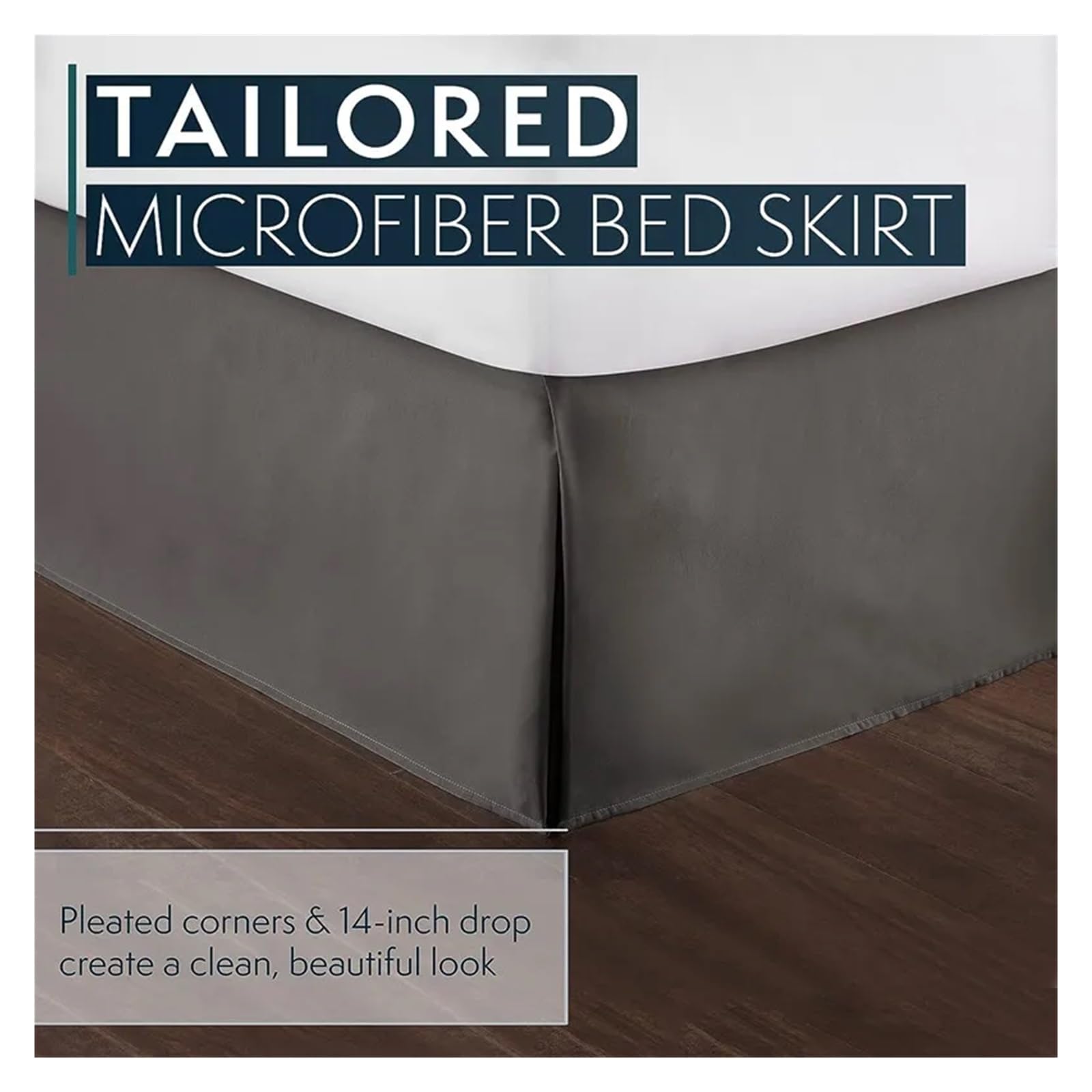 Elegant Comfort Jupe De Lit à Rayures, Plissée Sur Mesure, Hauteur De 35,6 Cm, Lit Double, Blanc