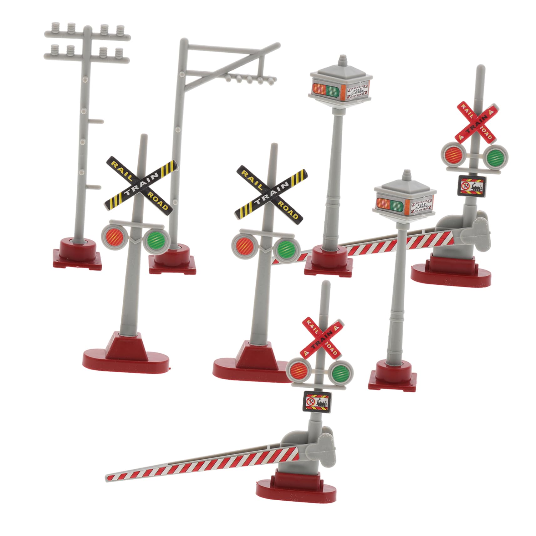NUOBESTY Train Toy Signal Lights 8pcs Miniature Traffic Sign Models for DIY Model Train Decorations Mini Landscape Lights