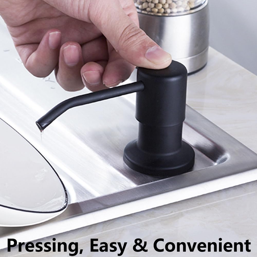 Dispensador de jabón integrado para fregadero, dispensador de cabezal de bomba de acero inoxidable de 300 cc, dispensador de detergente líquido para cocina, baño, lavavajillas, plateado