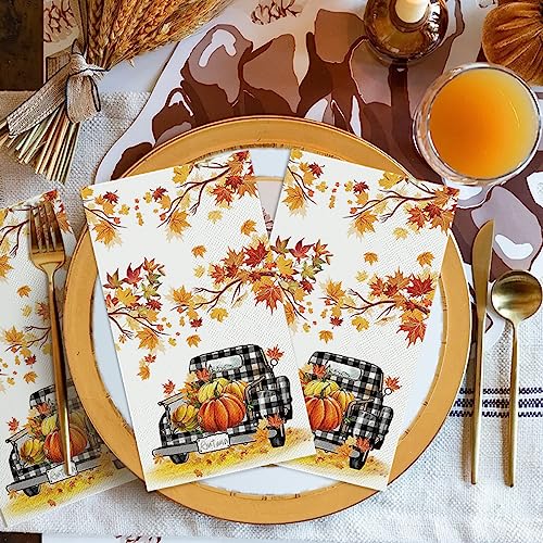 Lot De 4 Serviettes Automne 'Harvest' - Fabriqué En Inde, Taille 40 - Parfait Pour La Déco Maison
