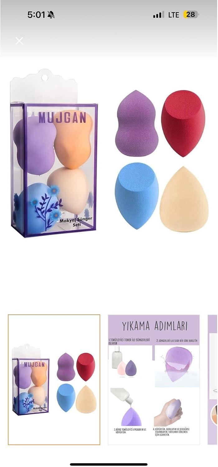 MUJGAN 4’lü Makyaj süngeri Çok Renkli