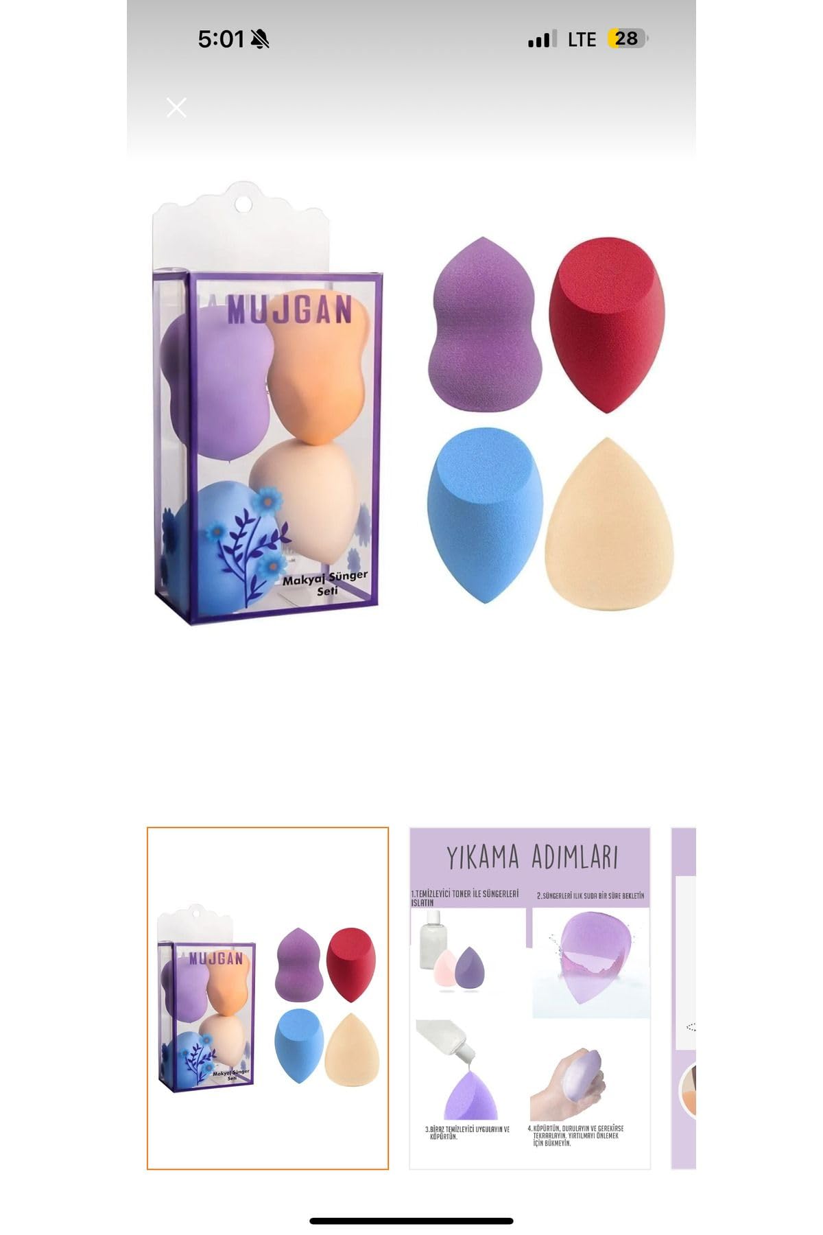 MUJGAN 4’lü Makyaj süngeri Çok Renkli
