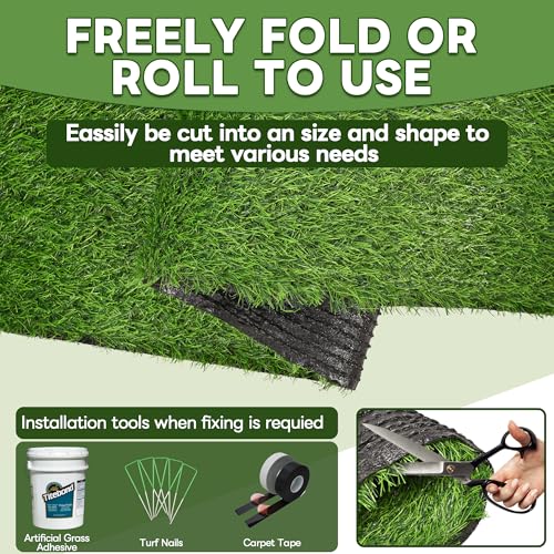 Suuiwau 3.3 ft x 33 ft Large Artificial Grass Turf Rug 1.18" Thick Synthetic Grass Mat Fake Grass Lawn Carpet Roll Mat with Drain Holes for Garden Landscape Dogs Pee Indoor Outdoor by Suuiwau - Image 7