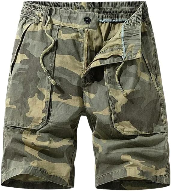 Men's Summer Outdoors Casual Cargo Shorts Loose Elastic Waist Breathable Straight