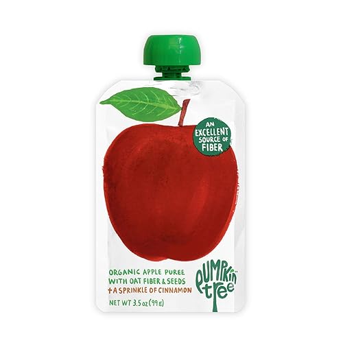 Pumpkin Tree Organics - Bolsa para aperitivos de frutas, manzana + fibra + una pizca de canela, 3.5 onzas (paquete de 10)
