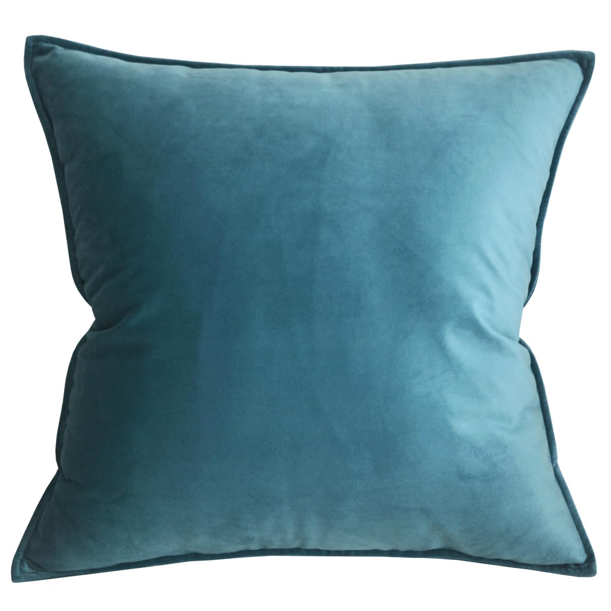 Lutanky Velvet Cushion Cover Decorative Square Throw Pillow Case Soft Flanges Pillowcase for Sofa Bedroom with Invisible Zipper 45cm x 45cm 18 x 18 Inch (gray-blue, 1 Piece) — image 1