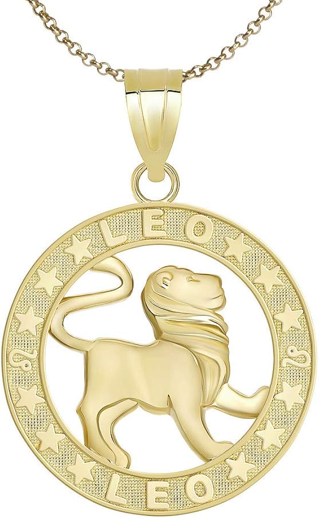 Colgante con símbolo del signo del zodiaco de oro amarillo de 10 quilates con cadena