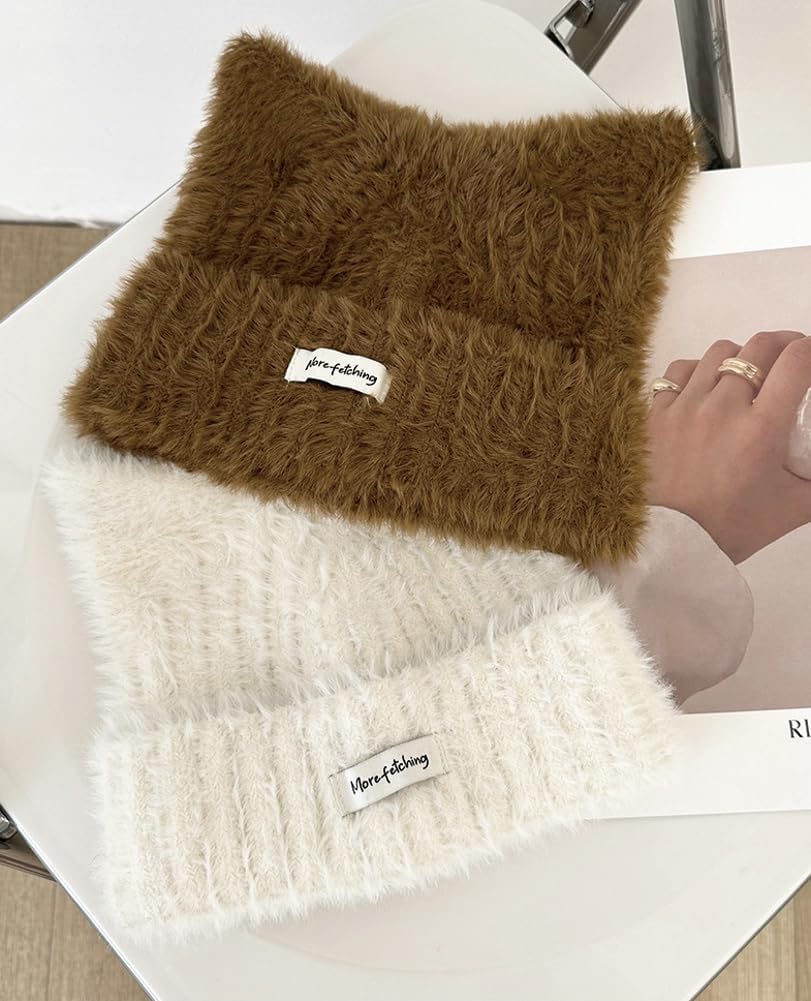 Women Winter Y2K Cute Cat Ears Hats Slouchy Plush Knitted Beanie Snow Ski Hat Fuzzy Warm Crochet Skull Cap 2026