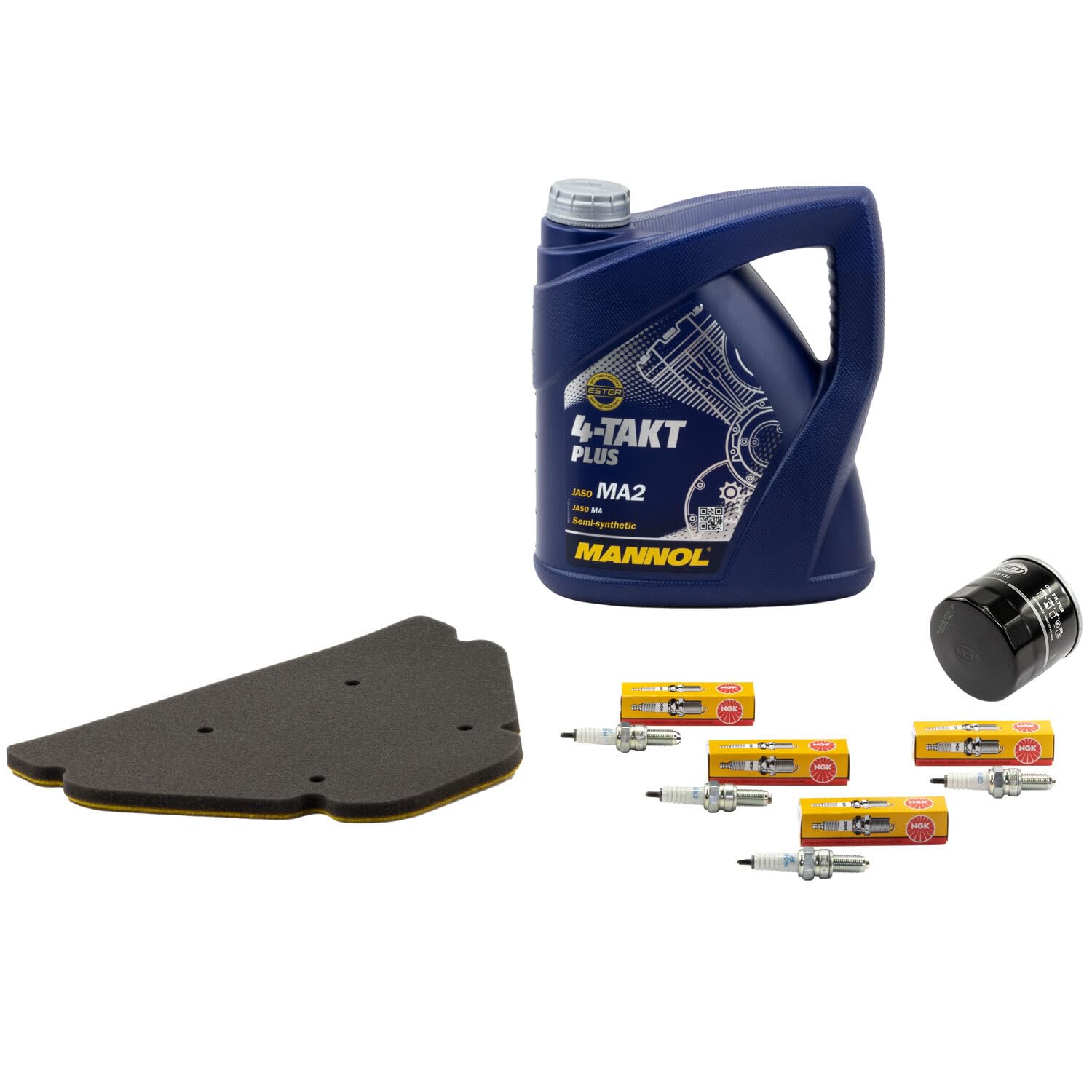Wartungspaket Öl 4L + Luftfilter + Ölfilter + Zündkerzen für Kawasaki ZX-9R 900 Ninja Baujahr 1998-2003