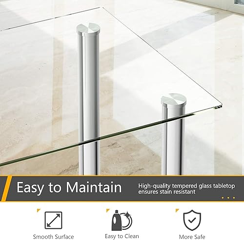 Miniatura 7 de Tangkula Juego de mesa de comedor de 5 piezas, juego de mesa de cocina de vidrio templado negro con 4 sillas acolchadas de piel sintética, juego de