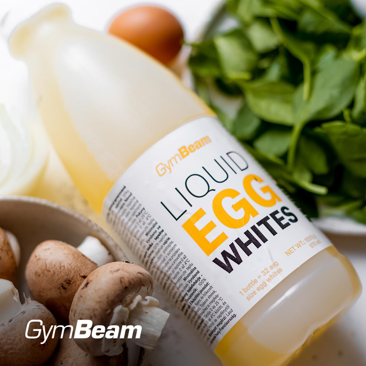 GymBeam Flüssiges Eiklar 1000g - praktische Form von 100% Eiklar, schnelle und vollwertige Eiweißquelle, ideal fpr Proteinshakes, Backen und Kochen (1000 g (3er pack), Unflavored)