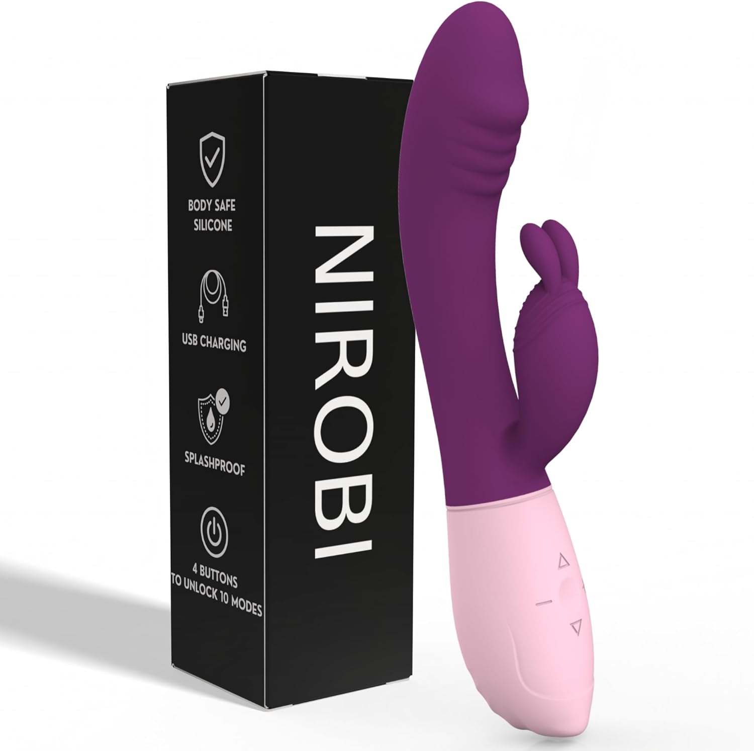 Nirobi Pro Rabbit Vibrator Massager for Women, Dual Motors Bunny G-Spot and Clitoral Stimulator, 10 Vibration Modes, USB Rechargeable, Body Safe Silicone, Waterproof, Quiet Powerful Sex Toy (Purple)