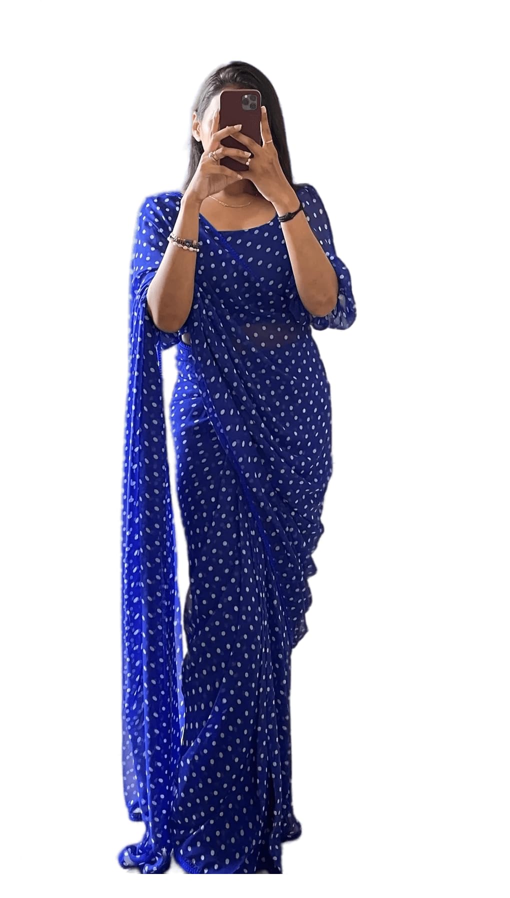 SidhidataWomen's Georgette Digital Printed Ready To Wear one Minute Saree With Unstitched Blouse Piece (Ready To wear Georgette)