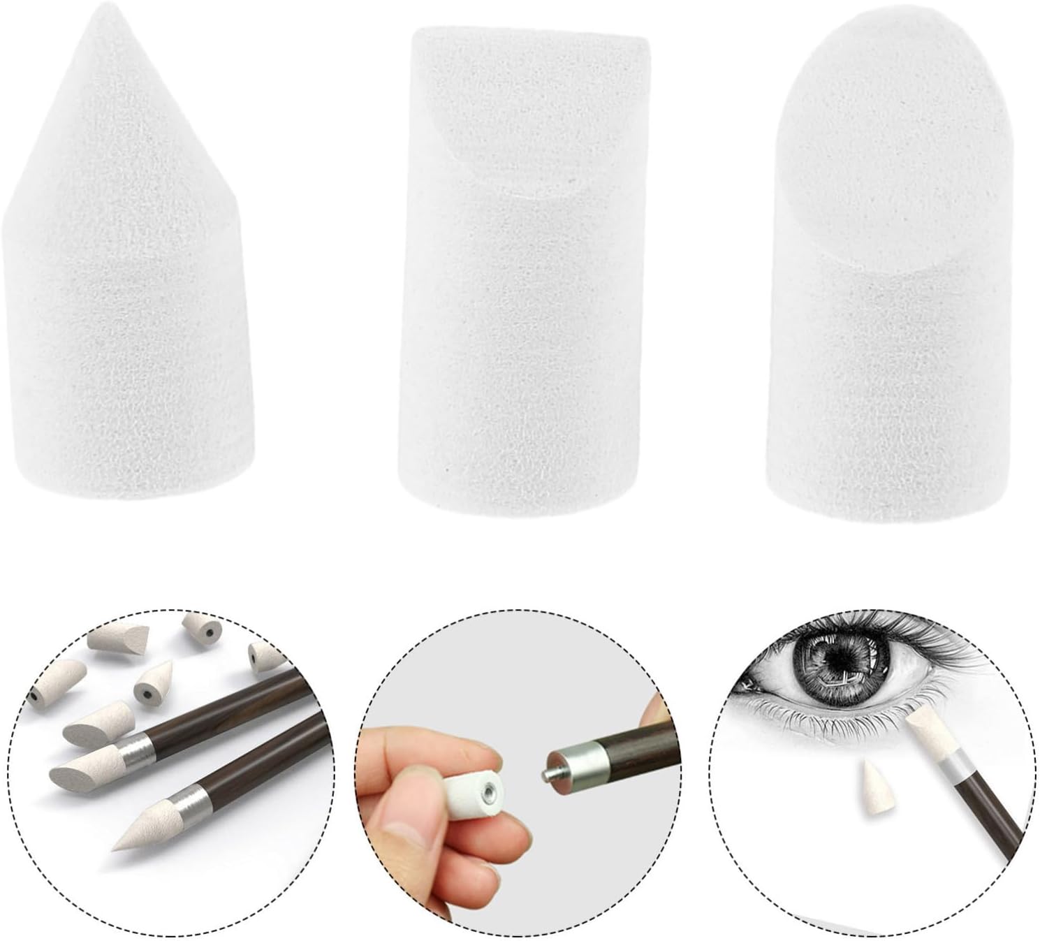 STOBOK 4sets Rub Cotton Pen Tip Trimmer Tools Blender Art Beginners Sketch Drawing Paper Art Eraser Blending Artist Sketch Sketching Pen Blending Stump Wiper White Wood Pulp Paper 3pcs*4