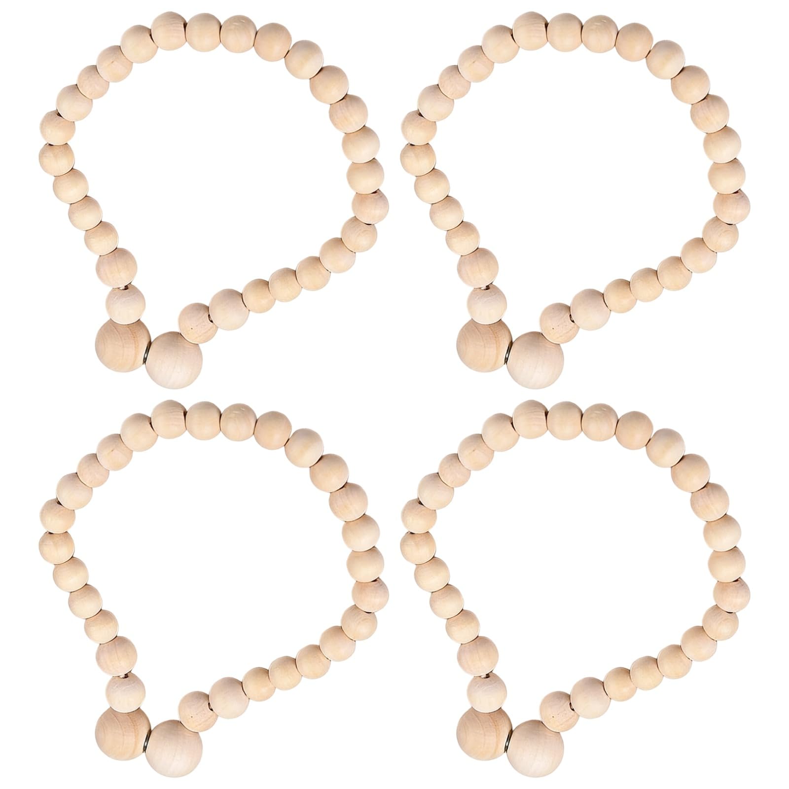 Lot de 4 embrasses pour Rideaux en Perles de Bois, Maintien Ferme, embrasses décoratives au Style Bois Rustique, Corde pour fenêtre bohème, sans perçage, pour Maison, Ferme, Bureau