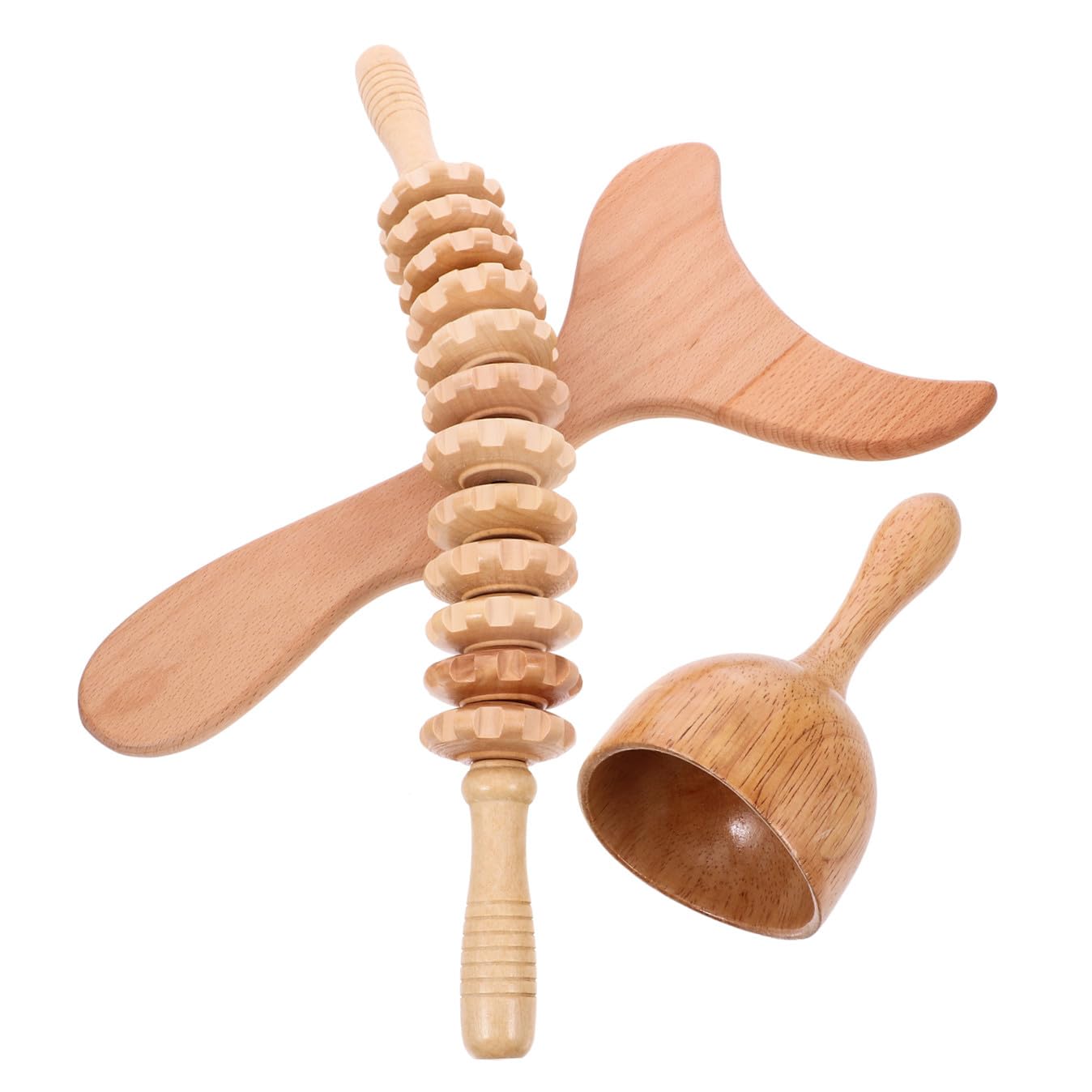 Kit 3 in 1 per Massaggiatore Linfodrenante in Legno Strumenti per Massaggio Corpo Compatti e Portatili Corda per Relax e Benessere
