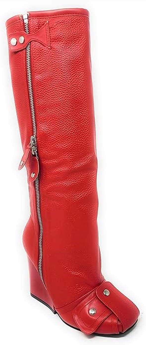 LEMONADE Women Wedge Boots Knee High Fashion Pull On Boots