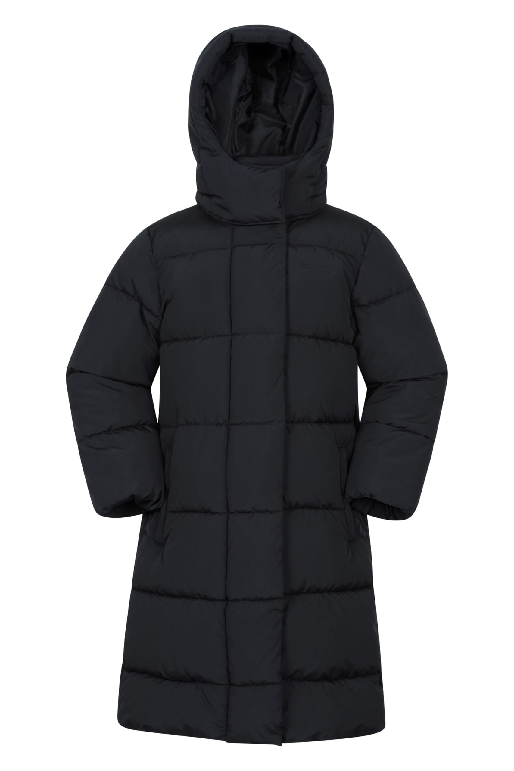 Mountain Warehouse Juniper Kids Water Resistant Padded Jacket - Warm & Comfortable, Detachable Hood, Girls & Boys Coat - Rain, Walking, Hiking, Outdoors Black Kids Size 5-6 Years