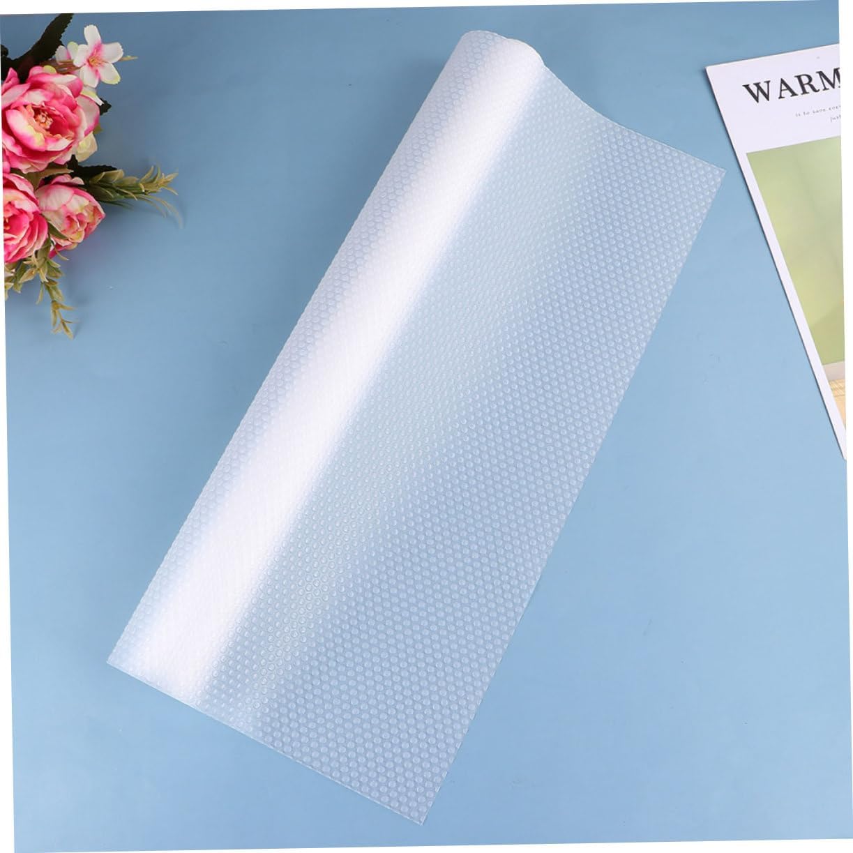 VALICLUD 6Pcs Waterproof Refrigerator Liners Non-Slip Shelf Mats Food-Grade Silicone Pads for Kitchen Cabinets and Drawers Easy to Clean 45x150cm White